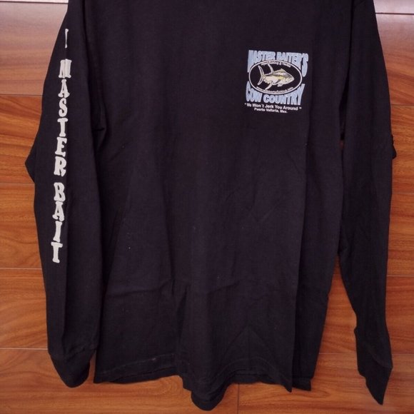 Vintage Master Baiters Sportfishing & Tackle Cow Country Long Sleeve T Shirt SzM - Picture 2 of 8
